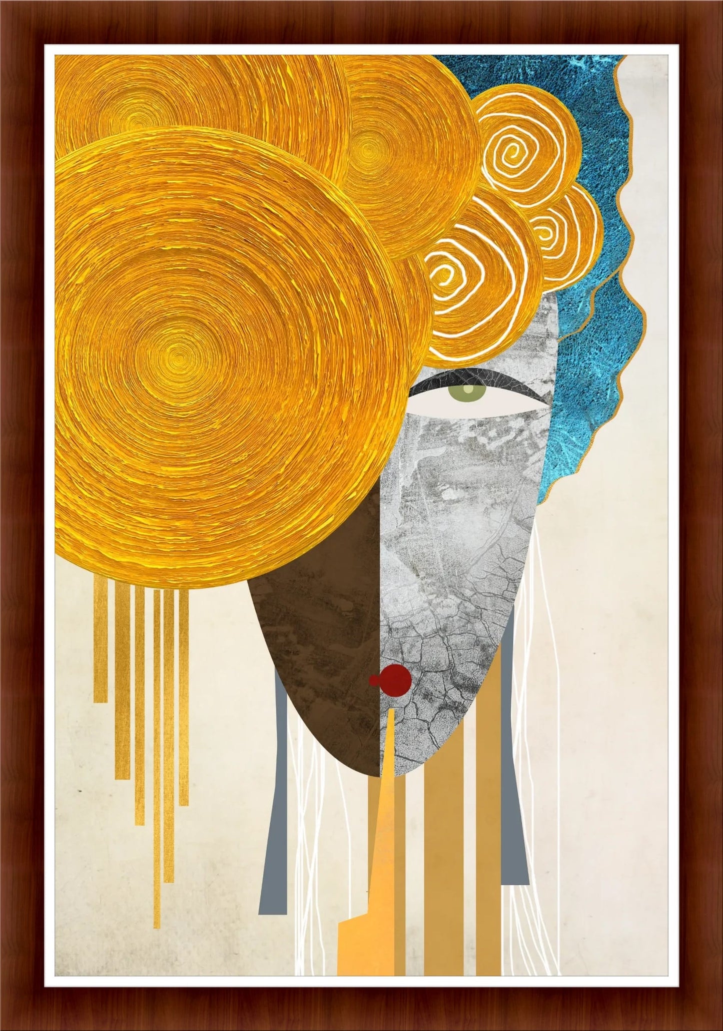 Golden Muse: Abstract Modern Portrait Wall Art