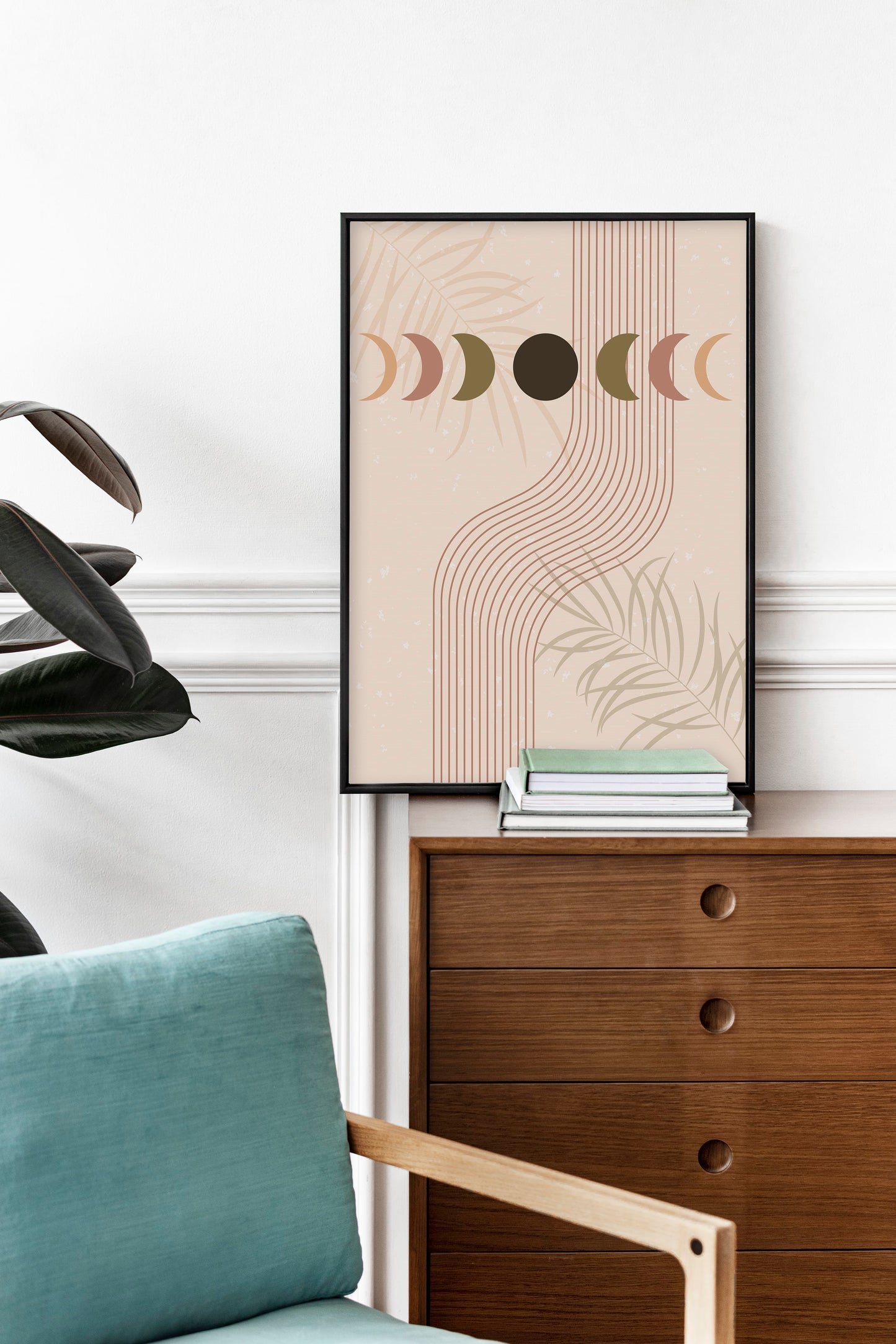Boho Moonrise: Elegant Abstract Art for Home