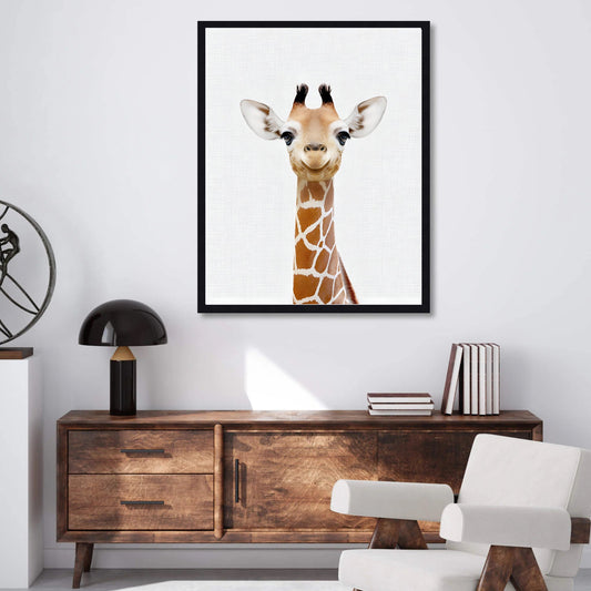 Safari Sweetie: Adorable Giraffe Portrait for Living Room