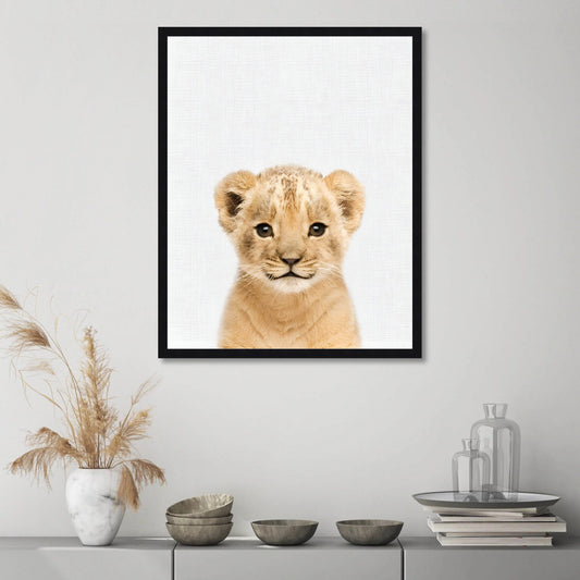 Little Roar: Whimsical Lion Cub Portrait for Living Room
