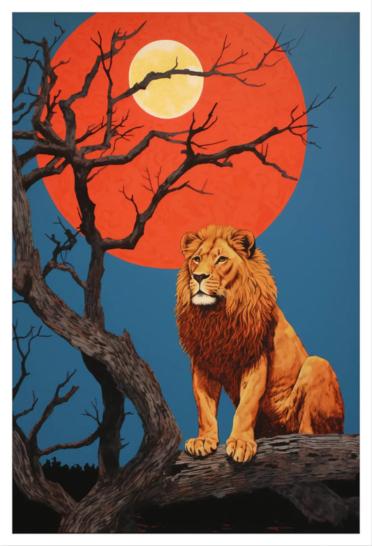 Moonlit King: Modern Animal Art Print for Home Decor