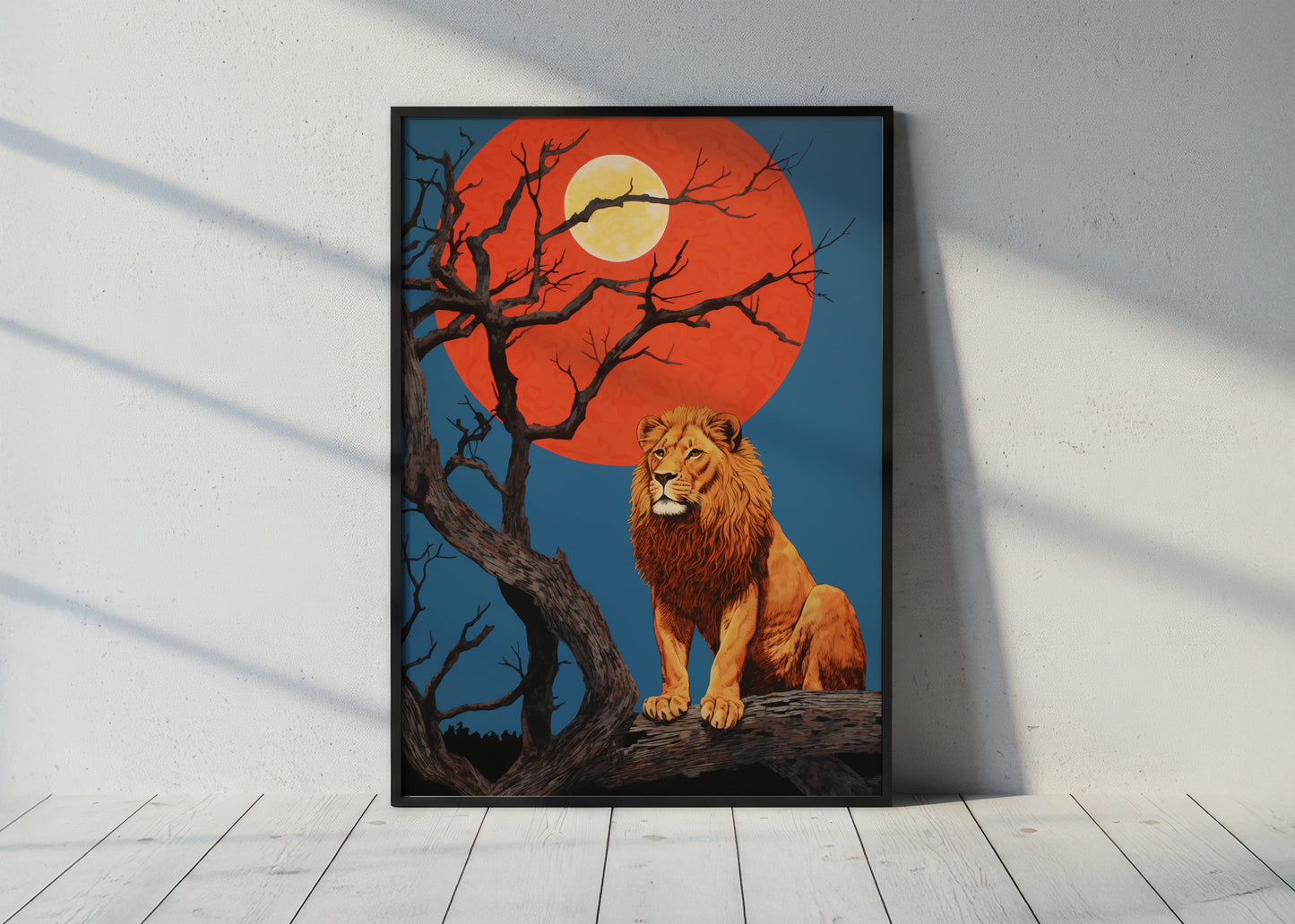 Moonlit King: Modern Animal Art Print for Home Decor