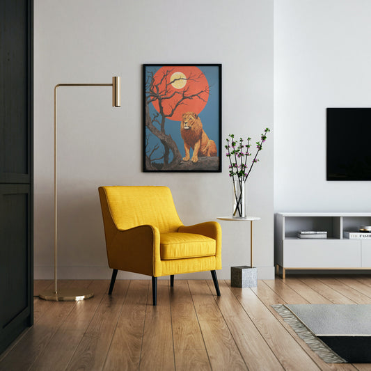 Moonlit King: Modern Animal Art Print for Home Decor