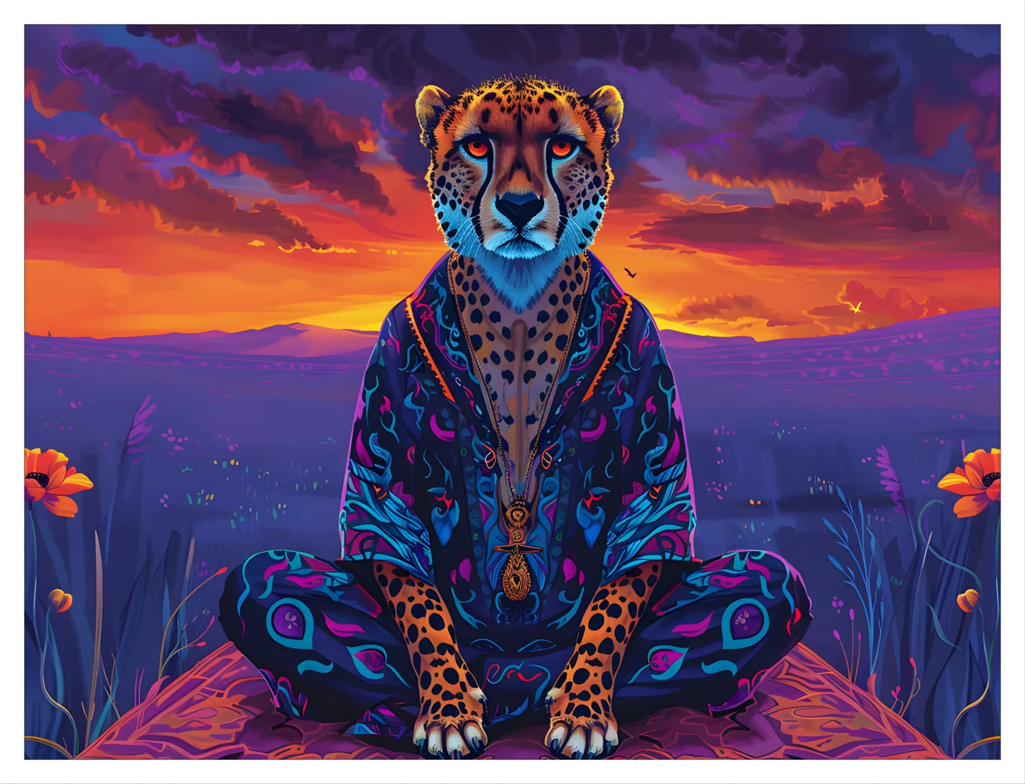 Wild Style: Neon Animal Minimalist Wall Art for Bedroom or Office