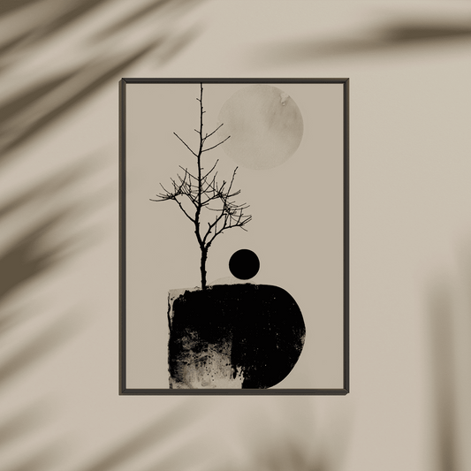 Celestial Stillness: Abstract Botanical Artwork for Bedroom & Living Room