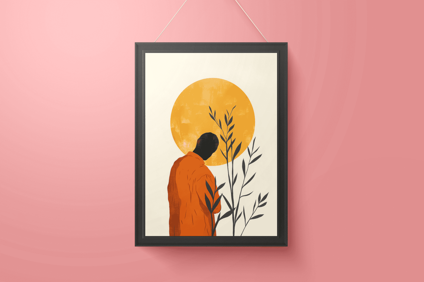 Eclipse of Solitude: Contemporary Botanical Art for Living Room & Bedroom