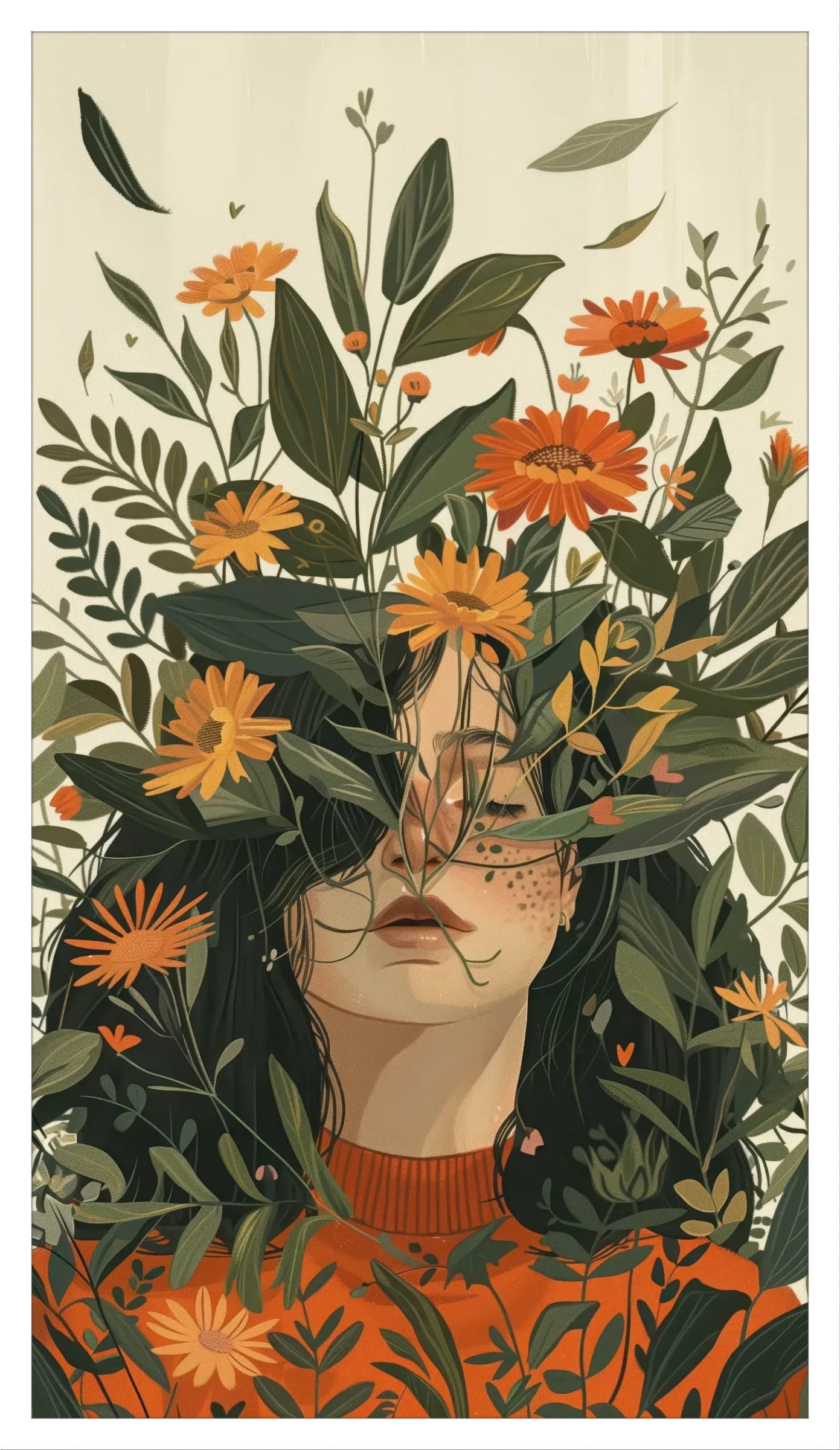 Whispering Garden: Minimalist Feminine Art for Home Decor