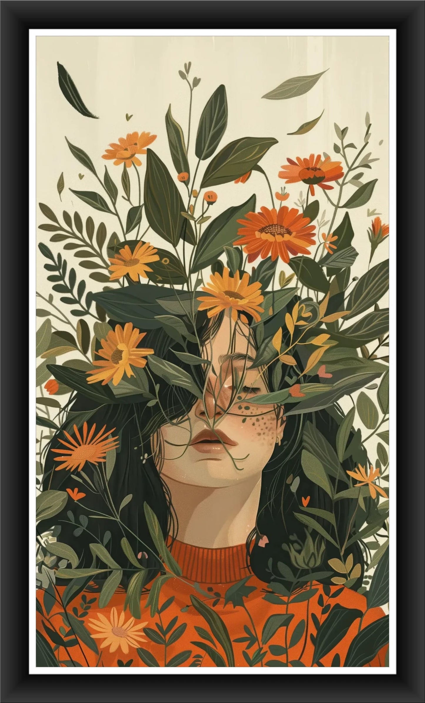 Whispering Garden: Minimalist Feminine Art for Home Decor