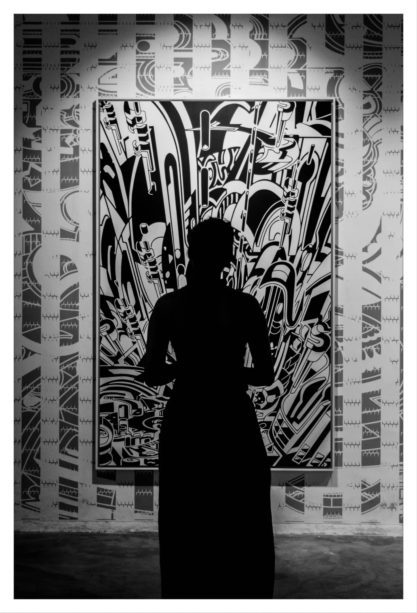 Urban Elegance: Bold Black-and-White Art Print for Living Room Décor