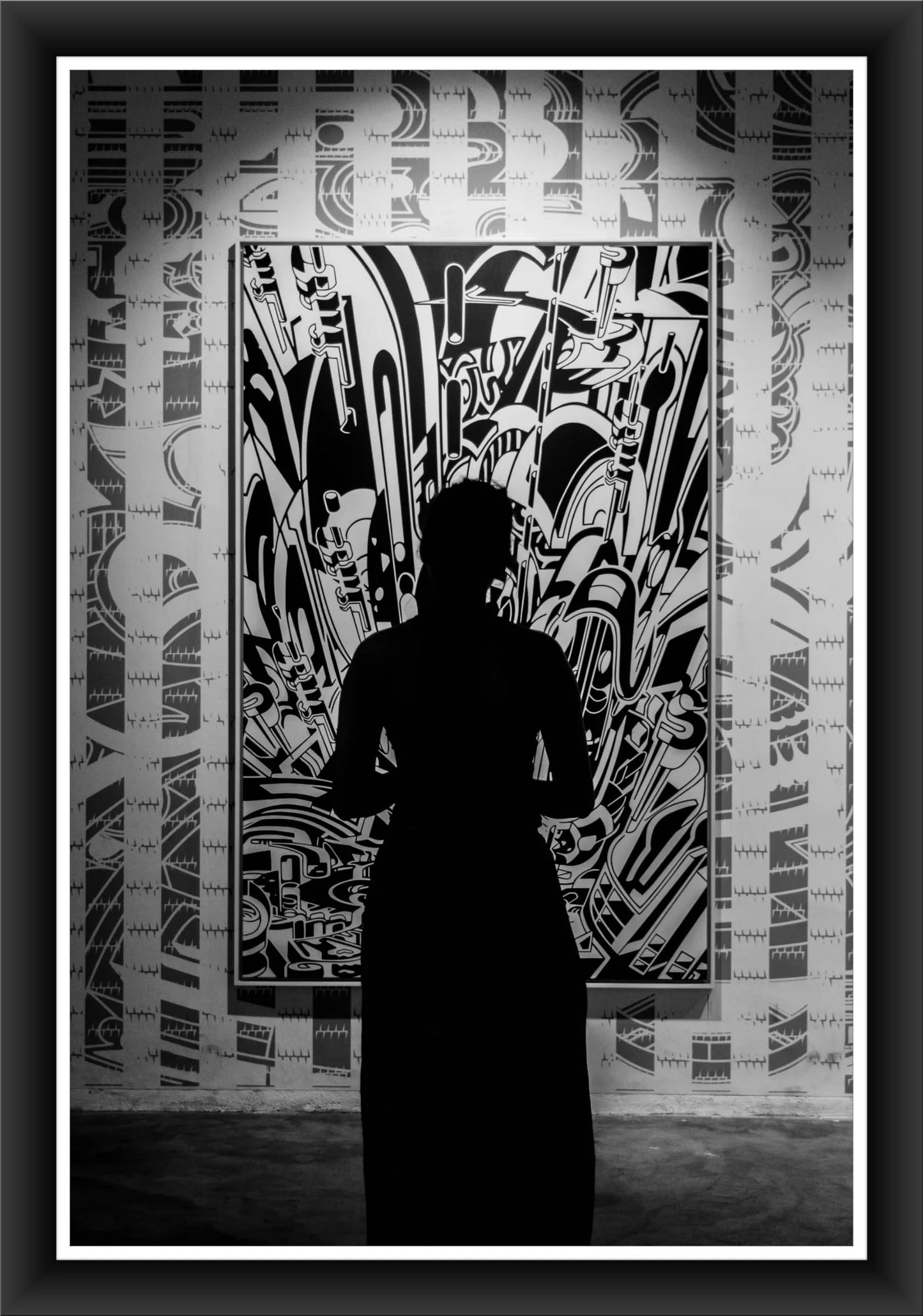 Urban Elegance: Bold Black-and-White Art Print for Living Room Décor