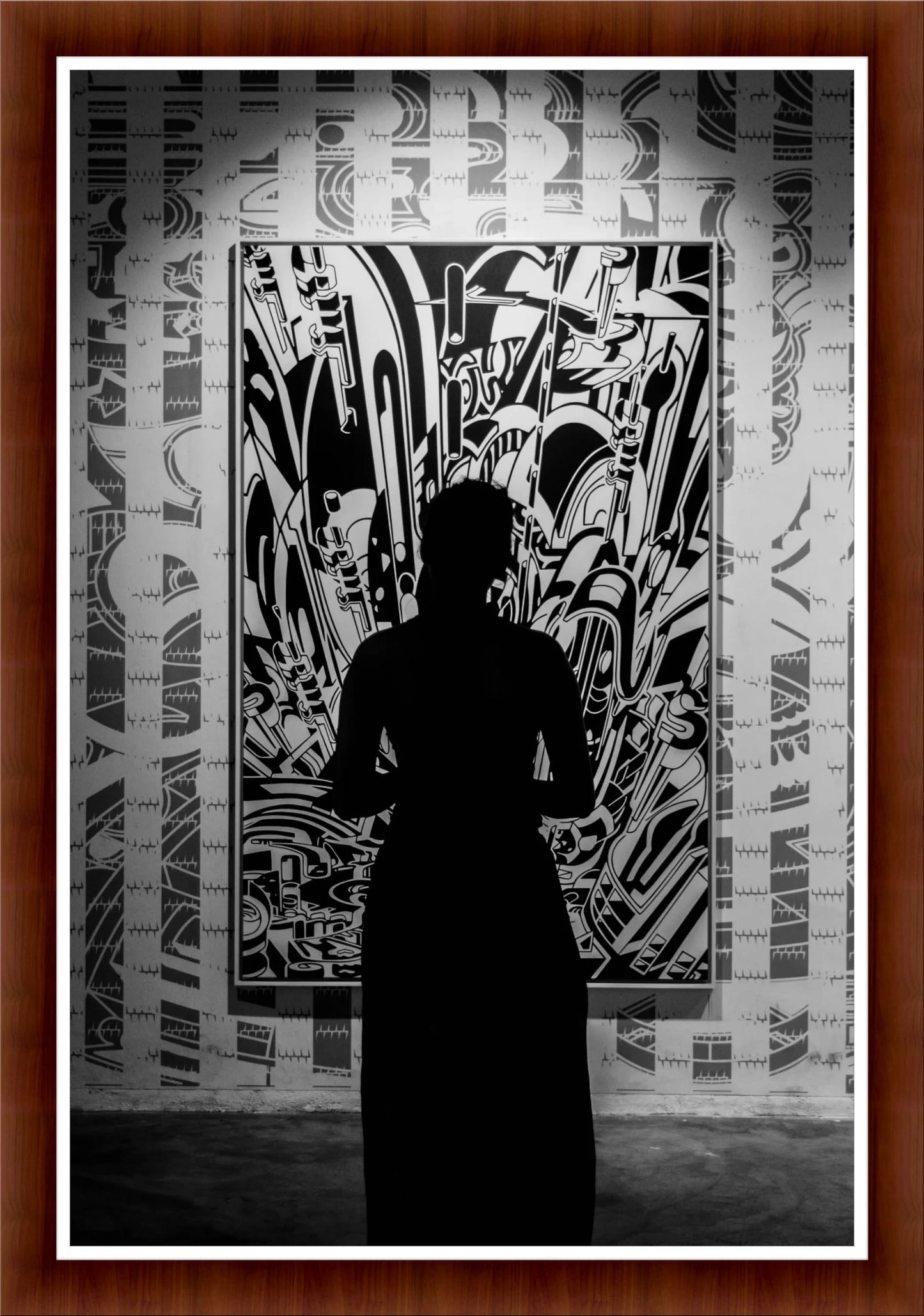 Urban Elegance: Bold Black-and-White Art Print for Living Room Décor