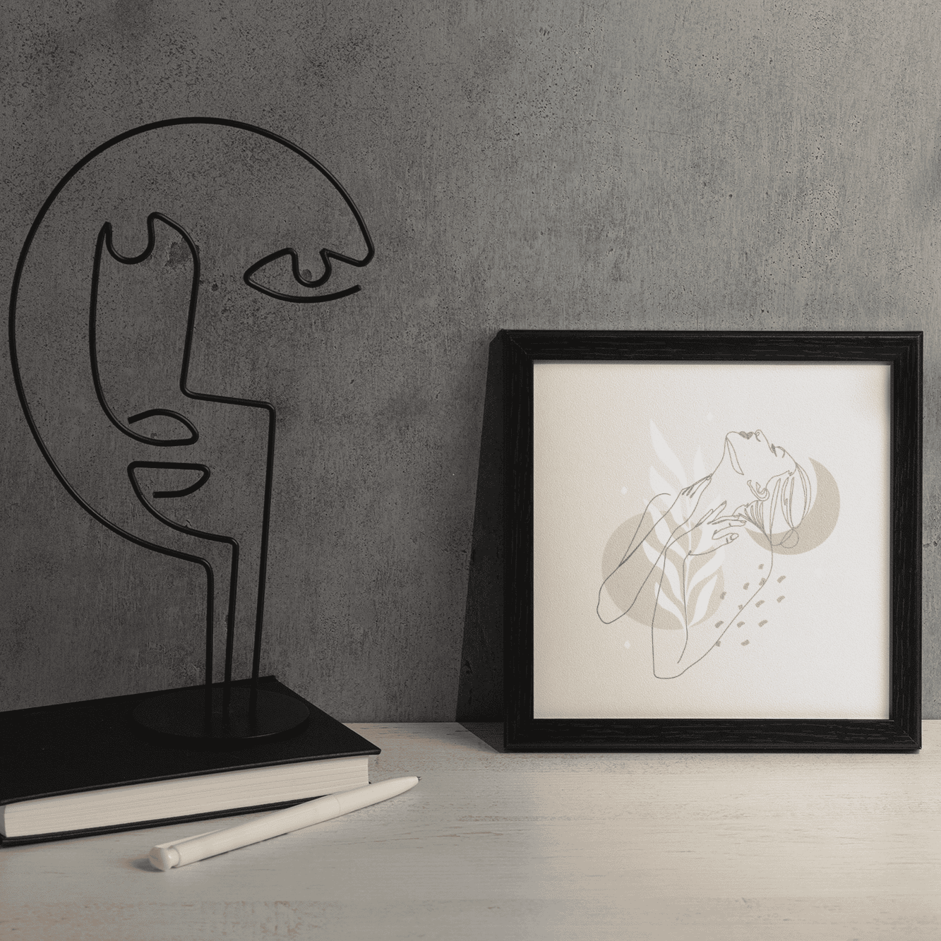 Graceful Silhouette: Modern Line Art for Living Room