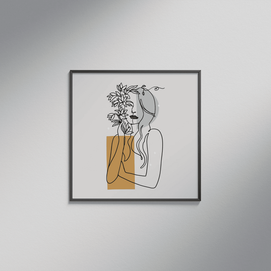 Elegant Feminine Line Art: Minimalist Print for Bedroom Décor