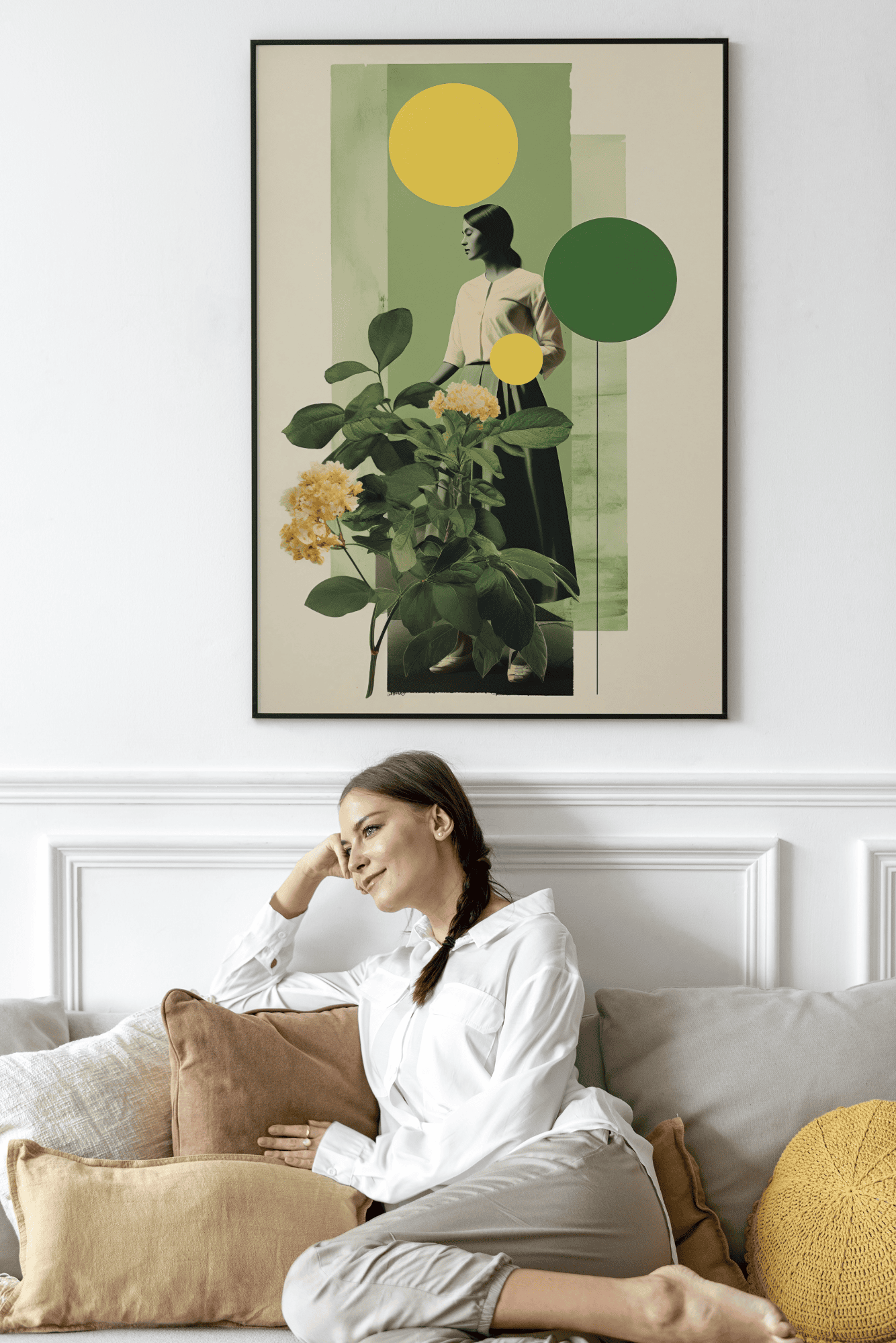 Modern Botanical Elegance: Bold Wall Art for Bedroom
