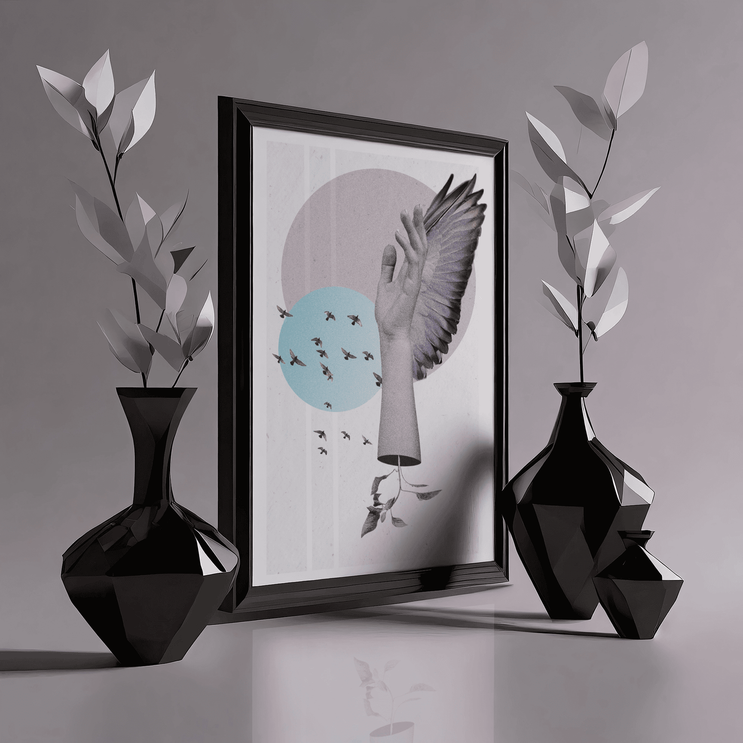 Freedom in Flight: Minimalist Art Print for Living Room