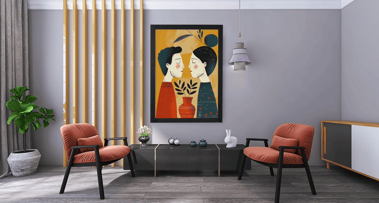 Soulful Connection: Contemporary Art Print for Living Spaces
