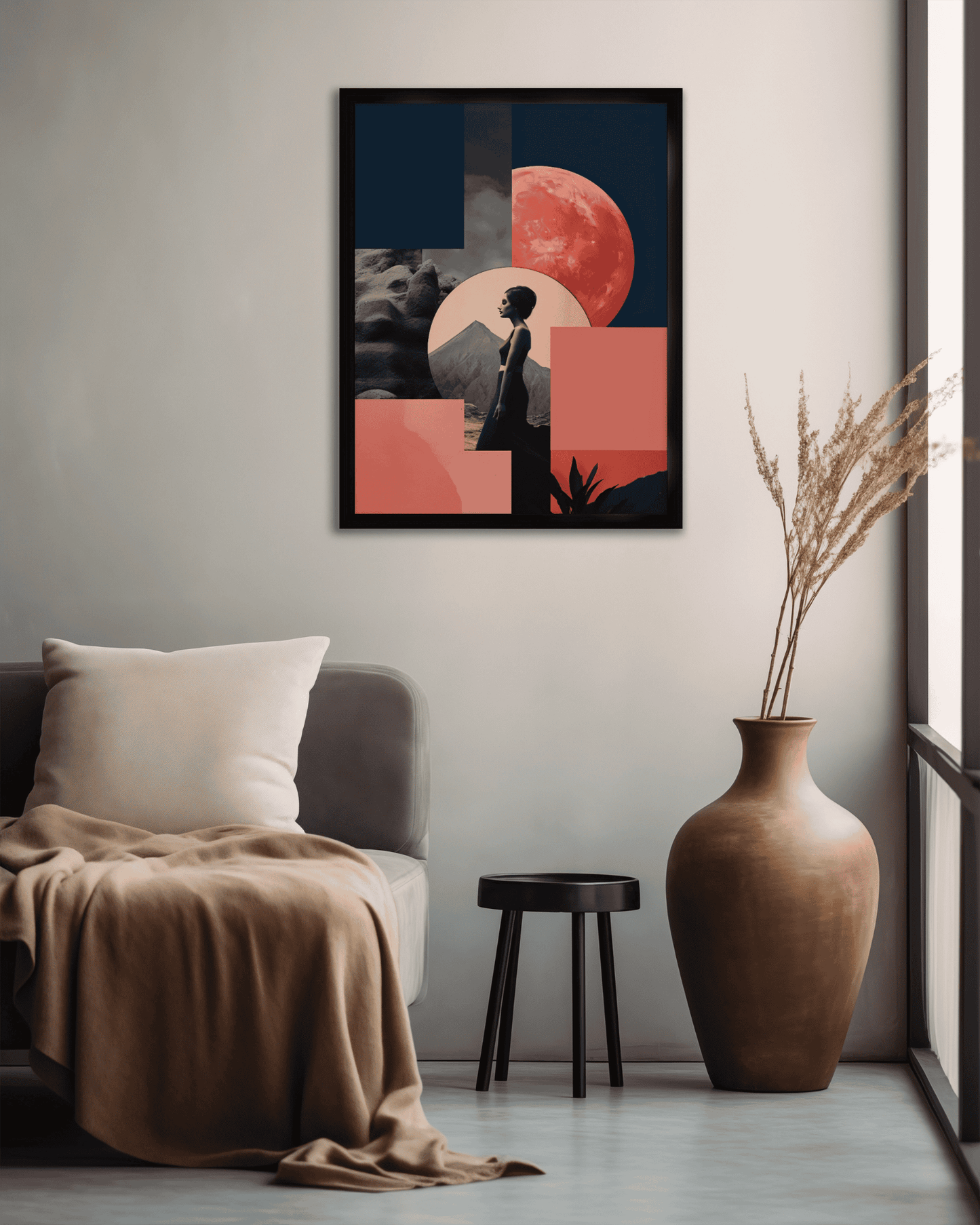 Bold Red Moon: Modern Decor for Bedroom