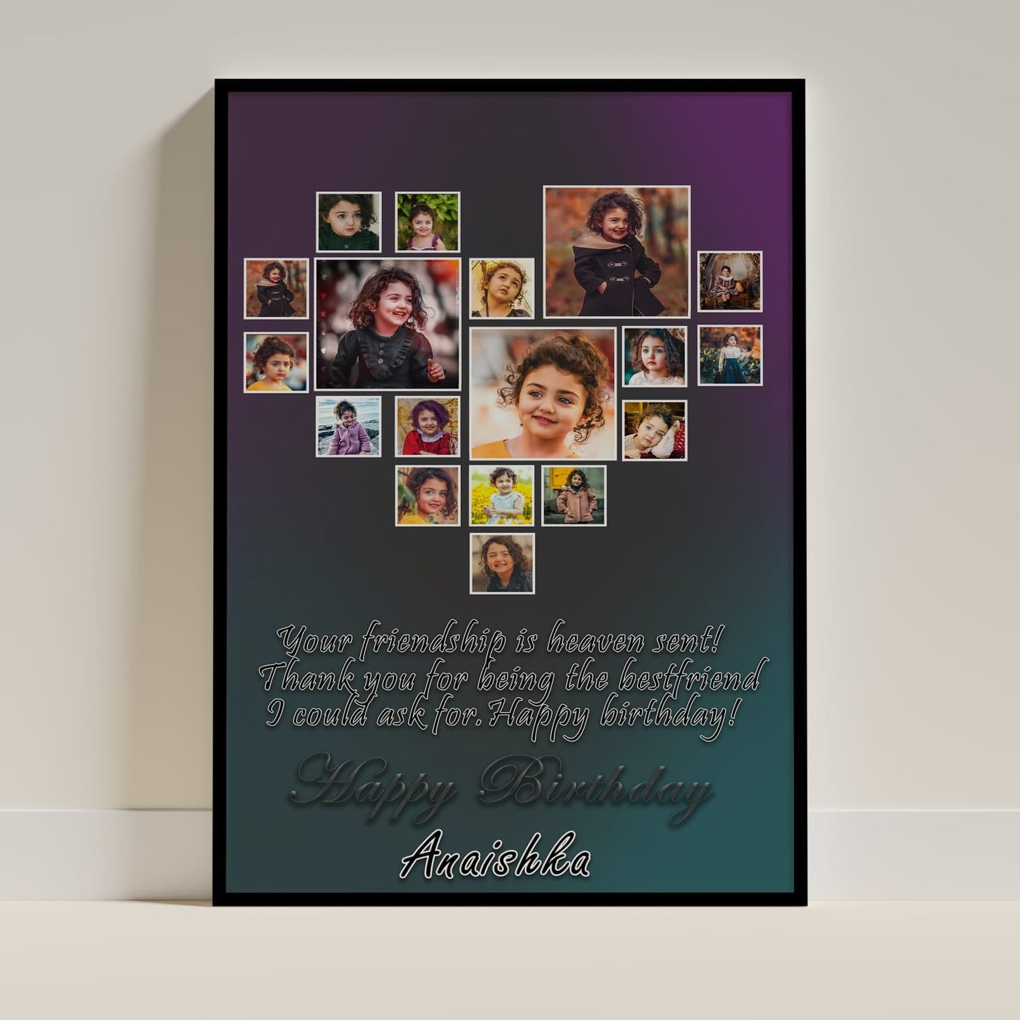 Personalized Heart Photo Collage Frame – Custom Gift
