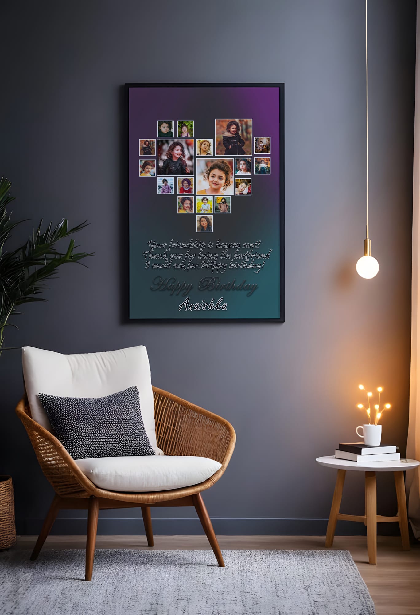 Personalized Heart Photo Collage Frame – Custom Gift