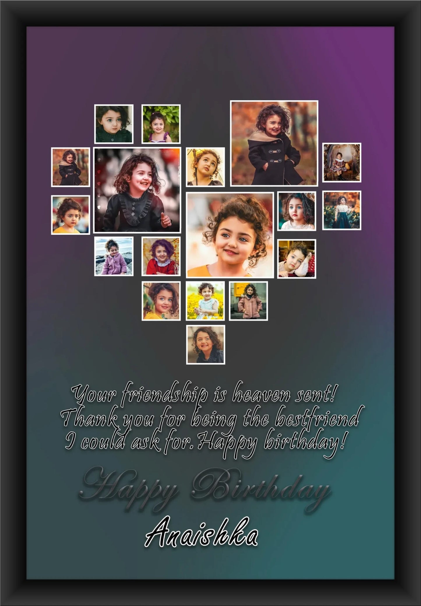 Personalized Heart Photo Collage Frame – Custom Gift
