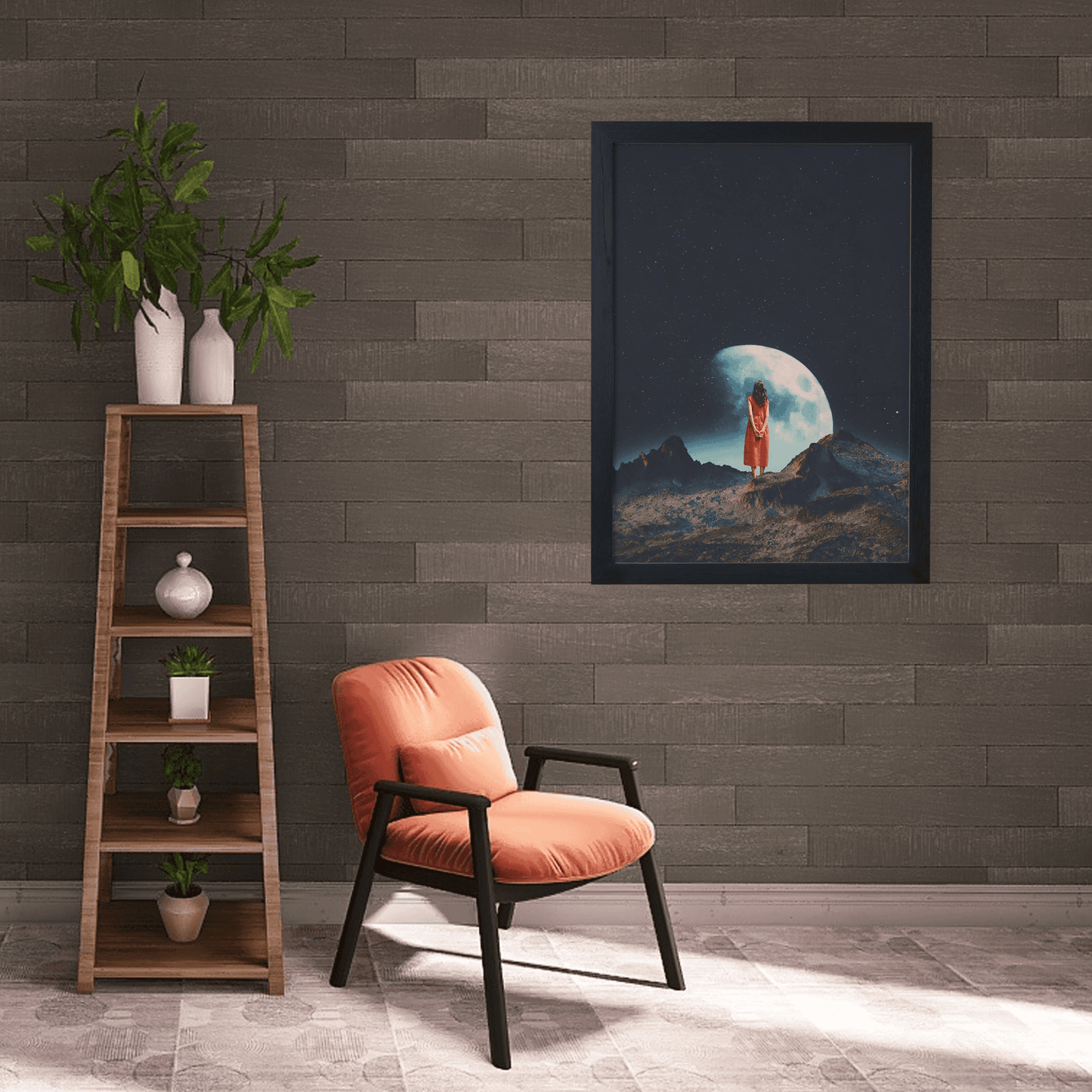 Cosmic Serenity: Vintage Art Print for Bedroom or Office