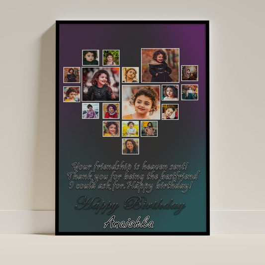Personalized Heart Photo Collage Frame – Custom Gift
