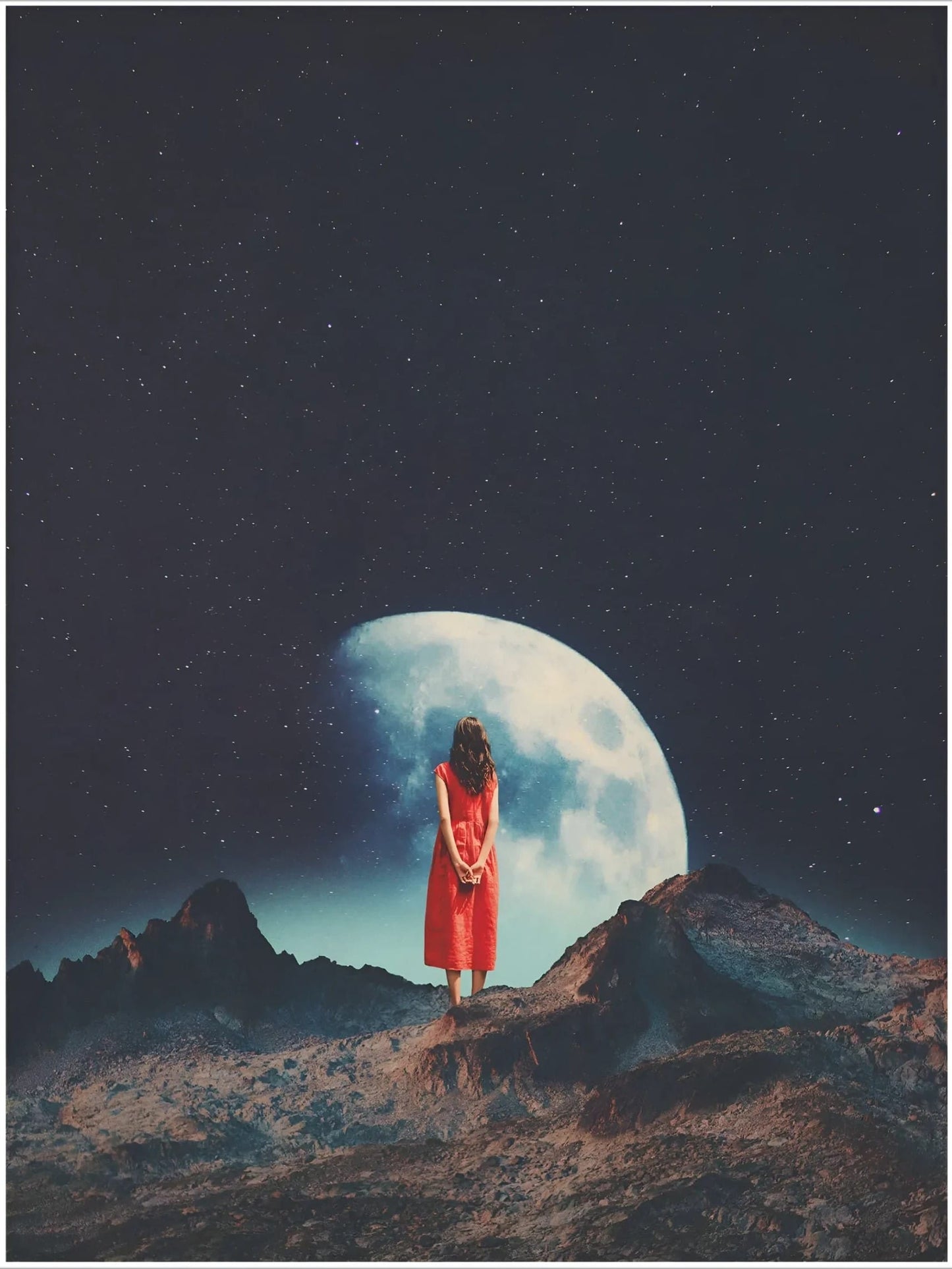 Cosmic Serenity: Vintage Art Print for Bedroom or Office