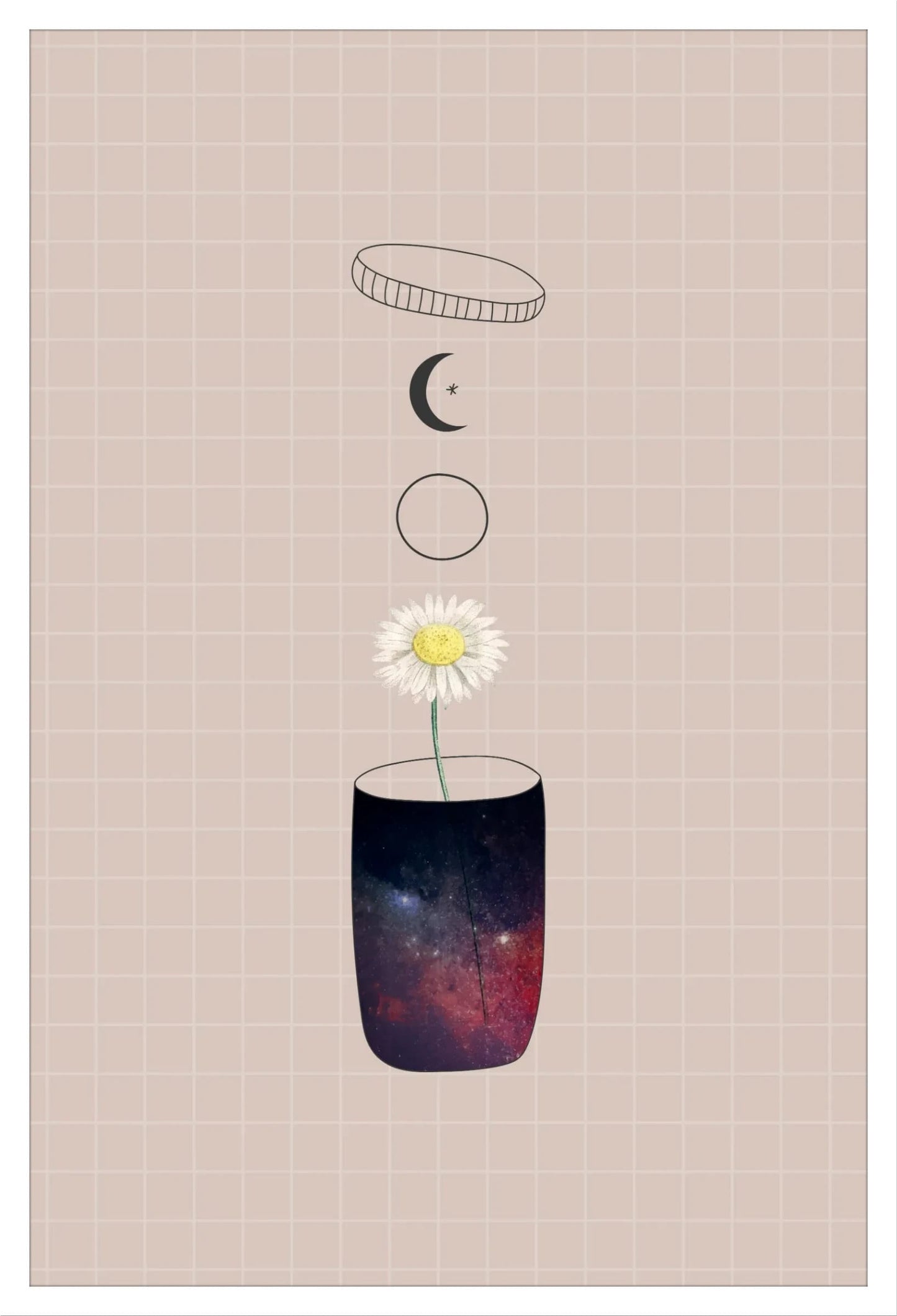 Starry Vase: Unique Illustration for Any Space