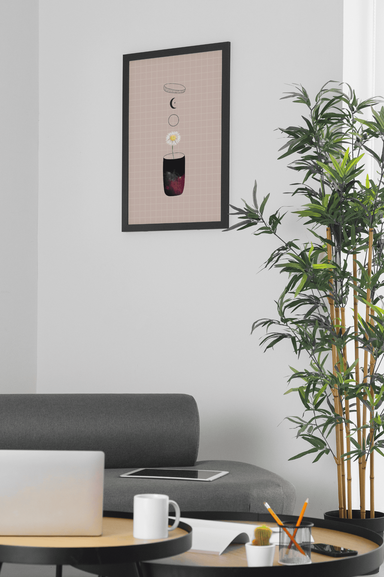 Starry Vase: Unique Illustration for Any Space