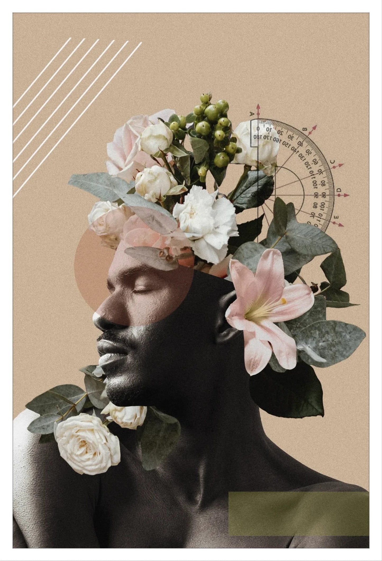 Blooming Charm: Feminine Art Print for Bedroom or Office